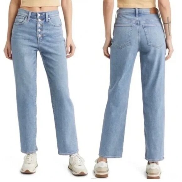 Madewell The Perfect Vintage Straight Jeans Exposed Button Fly: Sedalia Wash - Picture 1 of 15